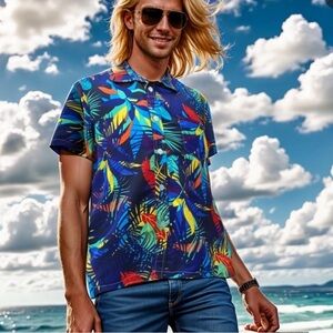 Vintage Tropical Hawaiian Style Resort Shirt Size M